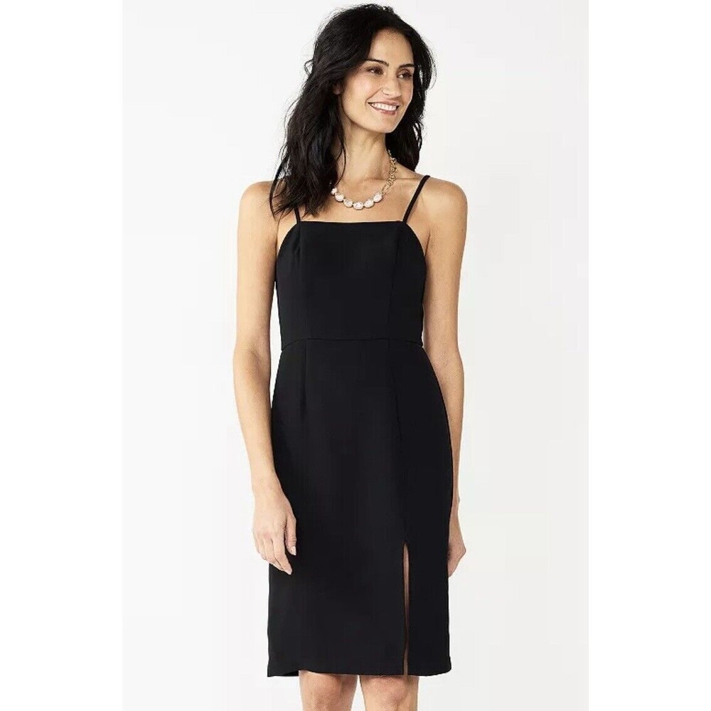 NINE‎ WEST Misses Strappy Side Slit LBD Black Dress SIZE X-LARGE NWT